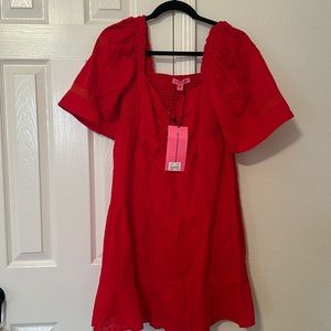 NWT Betsy Johnson red mini sundress size L
